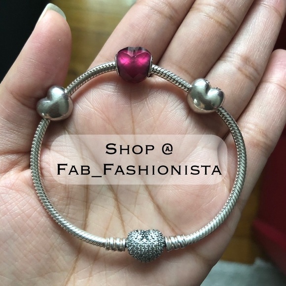 Pandora retired sterling silver heart clips (2) - Picture 3 of 6